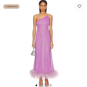 Oséree Lumiere Plumage One Shoulder Dress (Glicine)